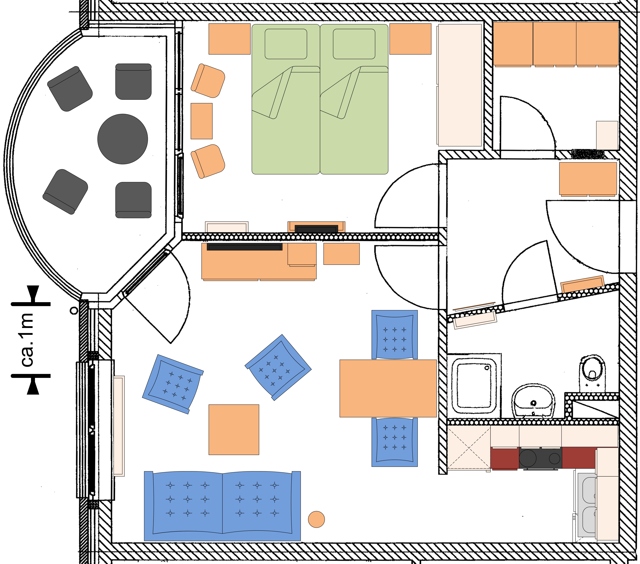 Grundriss der Wohnung 1.21 in der Residenz Hohe Lith in Cuxhaven - Duhnen